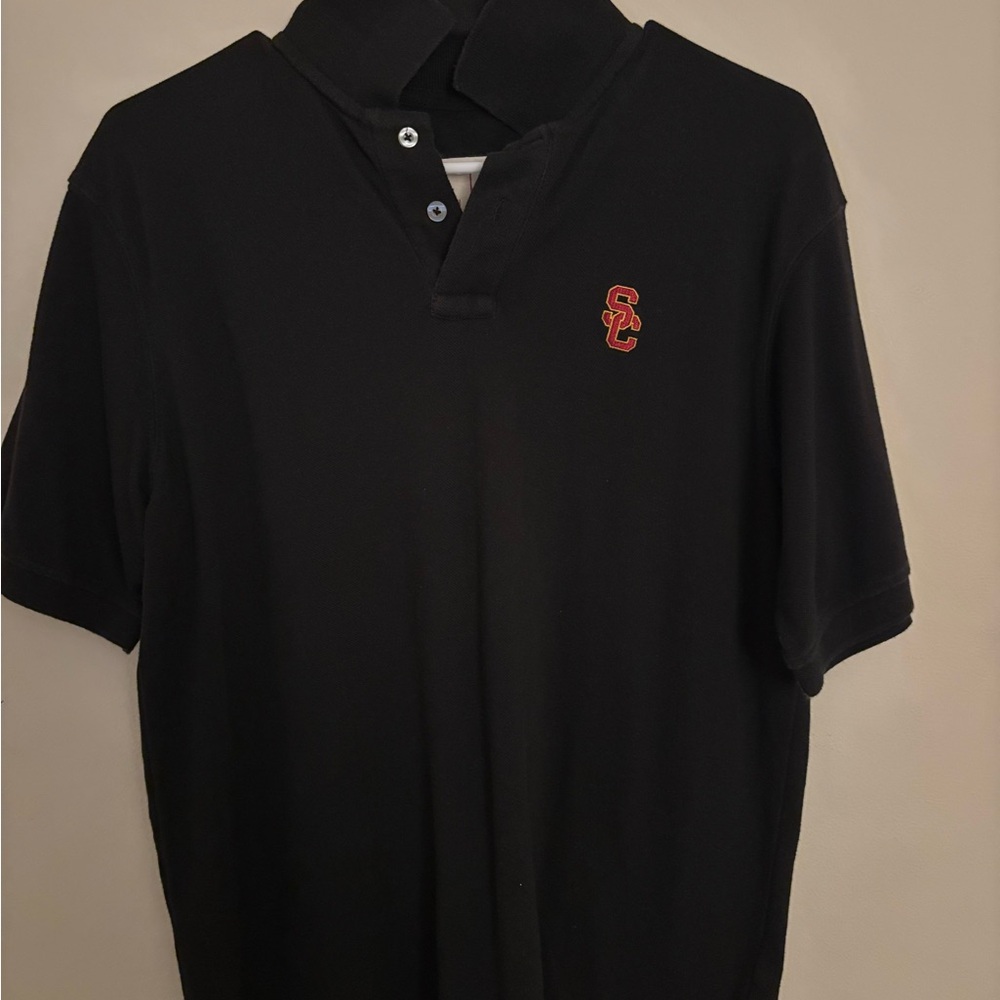 Black USC Polo Shirt with Red Logo